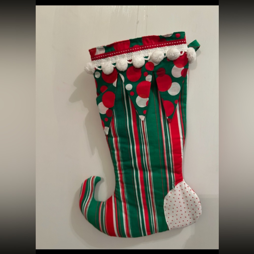 Festive Green and Red Christmas Stocking